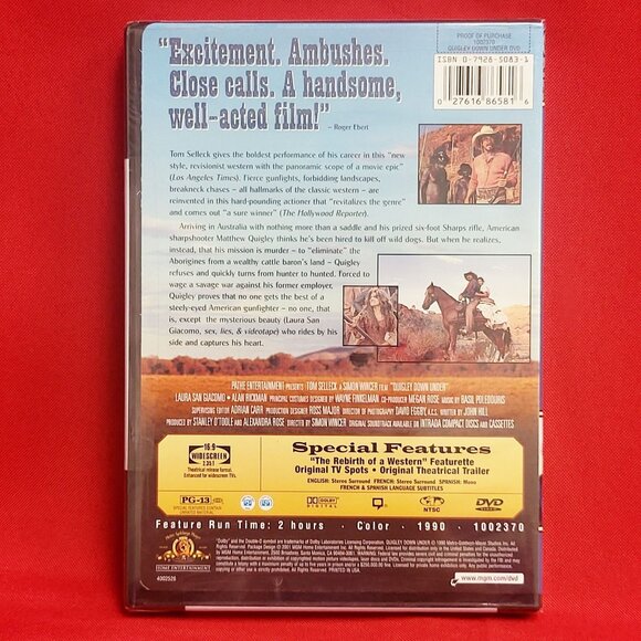 Quigley Down Under Tom Selleck DVD 2001 Western Legends New Sealed - Picture 2 of 9